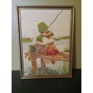 Vintage Hand‑Stitched Bunka Embroidery Tapestry – Framed Textile Art Collectible